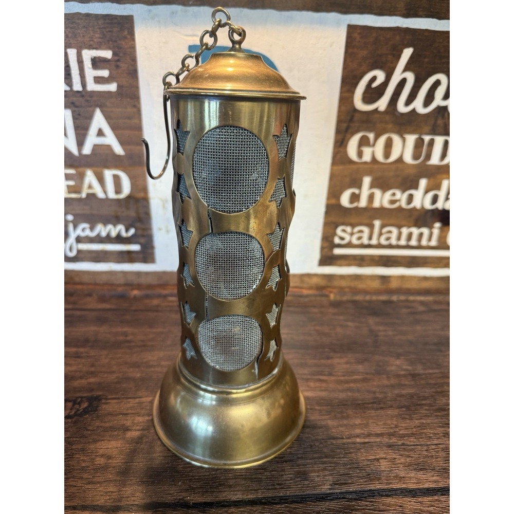 Vintage Brass Kerosene Lantern Hanging Mesh Patio Lamp Sherwoods Ltd